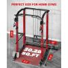 imageC11 MultiFunction Power Rack 2000 lbs Power Cage with Adjustable Cable Crossover System and More Training Attachment AllinOne Squat Rack with Dual Pulley SystemRed