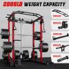 imageC12 Squat Rack for Home Gym 2000LBS Power Rack with Adjustable Pulley System Power Cage Workout Equipment with LAT Pulldown and Training AttachmentBlack