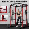 imageC12 Squat Rack for Home Gym 2000LBS Power Rack with Adjustable Pulley System Power Cage Workout Equipment with LAT Pulldown and Training AttachmentBlack