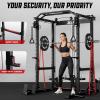 imageC12 Squat Rack for Home Gym 2000LBS Power Rack with Adjustable Pulley System Power Cage Workout Equipment with LAT Pulldown and Training AttachmentRed