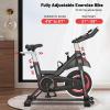 imageCaromix Exercise Bike Magnetic Stationary Bike with Pad Mount and Comfortable Seat Cushion Indoor Cycling Bike with Silent Belt Drive for Home LCD Display with Pulse 300lbs Weight Capacity
