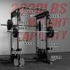 imageM21 Smith Machine MultiFunction Power Cage with Dual Pulley Cable Crossover System 2000LBS AllinOne Squat Rack with Smith Bar and AttachmentsBlack