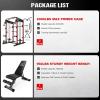 imageM21 Smith Machine MultiFunction Power Cage with Dual Pulley Cable Crossover System 2000LBS AllinOne Squat Rack with Smith Bar and AttachmentsRed