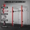 imageM21 Smith Machine MultiFunction Power Cage with Dual Pulley Cable Crossover System 2000LBS AllinOne Squat Rack with Smith Bar and AttachmentsRed