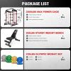 imageM21 Smith Machine MultiFunction Power Cage with Dual Pulley Cable Crossover System 2000LBS AllinOne Squat Rack with Smith Bar and AttachmentsRed
