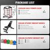 imageM21 Smith Machine MultiFunction Power Cage with Dual Pulley Cable Crossover System 2000LBS AllinOne Squat Rack with Smith Bar and AttachmentsRed
