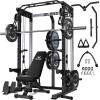 imagePower Cage 2000LBS MultiFunction C21 Power Rack with Dual Pulley Cable Crossover System AllinOne Squat Rack with More Training Attachments Cable Machine for Home GymBlack
