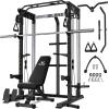 imagePower Cage 2000LBS MultiFunction C21 Power Rack with Dual Pulley Cable Crossover System AllinOne Squat Rack with More Training Attachments Cable Machine for Home GymBlack