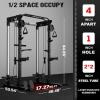 imagePower Cage 2000LBS MultiFunction C21 Power Rack with Dual Pulley Cable Crossover System AllinOne Squat Rack with More Training Attachments Cable Machine for Home GymBlack