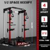 imagePower Cage 2000LBS MultiFunction C21 Power Rack with Dual Pulley Cable Crossover System AllinOne Squat Rack with More Training Attachments Cable Machine for Home GymRed