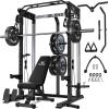 imagePower Cage 2000LBS MultiFunction C21 Power Rack with Dual Pulley Cable Crossover System AllinOne Squat Rack with More Training Attachments Cable Machine for Home GymBlack