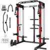 imagePower Cage 2000LBS MultiFunction C21 Power Rack with Dual Pulley Cable Crossover System AllinOne Squat Rack with More Training Attachments Cable Machine for Home GymRed