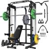 imagePower Cage 2000LBS MultiFunction C21 Power Rack with Dual Pulley Cable Crossover System AllinOne Squat Rack with More Training Attachments Cable Machine for Home GymBlack