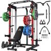 imagePower Cage 2000LBS MultiFunction C21 Power Rack with Dual Pulley Cable Crossover System AllinOne Squat Rack with More Training Attachments Cable Machine for Home GymRed