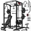 imageS21 Power Cage MultiFunction Power Rack with Adjustable Cable Crossover System 2000LBS Squat Rack for Home Gym with More Training AttachmentsBlack