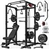 imageS21 Power Cage MultiFunction Power Rack with Adjustable Cable Crossover System 2000LBS Squat Rack for Home Gym with More Training AttachmentsBlack