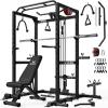imageS21 Power Cage MultiFunction Power Rack with Adjustable Cable Crossover System 2000LBS Squat Rack for Home Gym with More Training AttachmentsBlack
