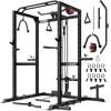 imageS21 Power Cage MultiFunction Power Rack with Adjustable Cable Crossover System 2000LBS Squat Rack for Home Gym with More Training AttachmentsBlack