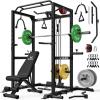 imageS21 Power Cage MultiFunction Power Rack with Adjustable Cable Crossover System 2000LBS Squat Rack for Home Gym with More Training AttachmentsBlack