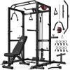 imageS21 Power Cage MultiFunction Power Rack with Adjustable Cable Crossover System 2000LBS Squat Rack for Home Gym with More Training AttachmentsBlack