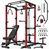 imageS21 Power Cage MultiFunction Power Rack with Adjustable Cable Crossover System 2000LBS Squat Rack for Home Gym with More Training AttachmentsRed