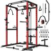 imageS21 Power Cage MultiFunction Power Rack with Adjustable Cable Crossover System 2000LBS Squat Rack for Home Gym with More Training AttachmentsRed