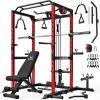 imageS21 Power Cage MultiFunction Power Rack with Adjustable Cable Crossover System 2000LBS Squat Rack for Home Gym with More Training AttachmentsRed