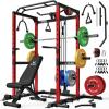 imageS21 Power Cage MultiFunction Power Rack with Adjustable Cable Crossover System 2000LBS Squat Rack for Home Gym with More Training AttachmentsRed