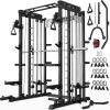 imageSmith Machine for Home Gym MultiFunction M12 Power Cage with Cable Crossover System Squat Rack with Smith Bar and More AttachmentBlack
