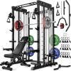 imageSmith Machine for Home Gym MultiFunction M12 Power Cage with Cable Crossover System Squat Rack with Smith Bar and More AttachmentBlack