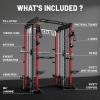 imageSmith Machine for Home Gym MultiFunction M12 Power Cage with Cable Crossover System Squat Rack with Smith Bar and More AttachmentRed