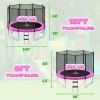 imageTrampoline 8FT 10FT 12FT 14FT 15FT Outdoor Trampolines with Enclosure Net and Ladder Recreational AntiRust Trampolines for Kids and Adults ASTM ApprovedPink
