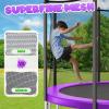 imageTrampoline 8FT 10FT 12FT 14FT 15FT Outdoor Trampolines with Enclosure Net and Ladder Recreational AntiRust Trampolines for Kids and Adults ASTM ApprovedPurple