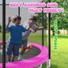 imageTrampoline 8FT 10FT 12FT 14FT 15FT Outdoor Trampolines with Enclosure Net and Ladder Recreational AntiRust Trampolines for Kids and Adults ASTM ApprovedPink