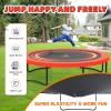 imageTrampoline 8FT 10FT 12FT 14FT 16FT Recreational Trampolines with Enclosure Net and Ladder Outdoor AntiRust Trampolines for Kids and Adults ASTM ApprovedRed