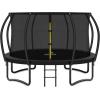 imageTrampoline 8FT 10FT 12FT 14FT 16FT Recreational Trampolines with Enclosure Net and Ladder Outdoor AntiRust Trampolines for Kids and Adults ASTM ApprovedDark Black
