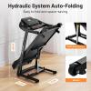 imageTreadmill for Home with 015 Auto Incline Foldable Walking Pad Treadmill with 330LBS Weight Capacity and Pulse Sensors 30HP Quiet Walking Pad with App and LCD DisplayBlack