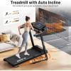 imageTreadmill for Home with 015 Auto Incline Foldable Walking Pad Treadmill with 330LBS Weight Capacity and Pulse Sensors 30HP Quiet Walking Pad with App and LCD DisplayBlack