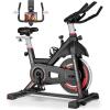 imageCaromix Exercise Bike Magnetic Stationary Bike with Pad Mount and Comfortable Seat Cushion Indoor Cycling Bike with Silent Belt Drive for Home LCD Display with Pulse 300lbs Weight Capacity