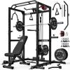 imageS21 Power Cage MultiFunction Power Rack with Adjustable Cable Crossover System 2000LBS Squat Rack for Home Gym with More Training AttachmentsBlack