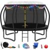 imageTrampoline 8FT 10FT 12FT 14FT 16FT Recreational Trampolines with Enclosure Net and Ladder Outdoor AntiRust Trampolines for Kids and Adults ASTM Approved12FT with four types