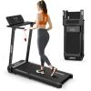 imageTreadmill with Desk Workstation Walking Treadmill Pad Portable Desk Treadmills for Home Small Foldable Mini Treadmill with Handle Bar Black