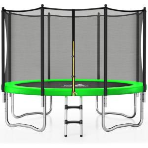 imageTrampoline 8FT 10FT 12FT 14FT 15FT Outdoor Trampolines with Enclosure Net and Ladder Recreational AntiRust Trampolines for Kids and Adults ASTM ApprovedGreen