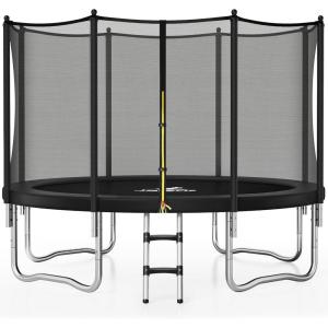 imageTrampoline 8FT 10FT 12FT 14FT 15FT Outdoor Trampolines with Enclosure Net and Ladder Recreational AntiRust Trampolines for Kids and Adults ASTM ApprovedBlack
