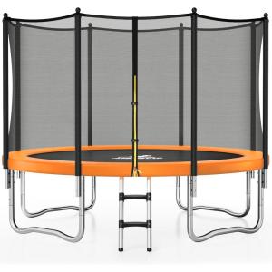 imageTrampoline 8FT 10FT 12FT 14FT 15FT Outdoor Trampolines with Enclosure Net and Ladder Recreational AntiRust Trampolines for Kids and Adults ASTM ApprovedOrange