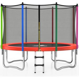 imageTrampoline 8FT 10FT 12FT 14FT 15FT Outdoor Trampolines with Enclosure Net and Ladder Recreational AntiRust Trampolines for Kids and Adults ASTM ApprovedColored