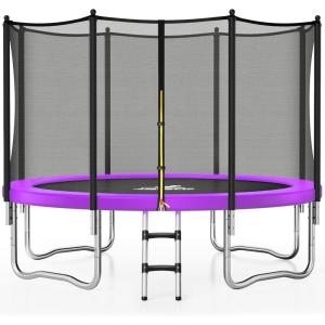 imageTrampoline 8FT 10FT 12FT 14FT 15FT Outdoor Trampolines with Enclosure Net and Ladder Recreational AntiRust Trampolines for Kids and Adults ASTM ApprovedPurple