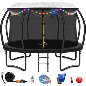 imageTrampoline 8FT 10FT 12FT 14FT 16FT Recreational Trampolines with Enclosure Net and Ladder Outdoor AntiRust Trampolines for Kids and Adults ASTM Approved12FT with four types