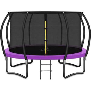 imageTrampoline 8FT 10FT 12FT 14FT 16FT Recreational Trampolines with Enclosure Net and Ladder Outdoor AntiRust Trampolines for Kids and Adults ASTM ApprovedPurple