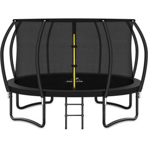 imageTrampoline 8FT 10FT 12FT 14FT 16FT Recreational Trampolines with Enclosure Net and Ladder Outdoor AntiRust Trampolines for Kids and Adults ASTM ApprovedDark Black1